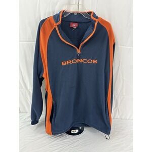 Denver Broncos Vintage 2000's Blue Orange 1/4 Zip Sweater W Pockets Size XL